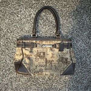 Coach Signature Brown and Tan Shoulder Bag